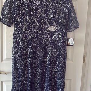 Elegant Navy Lace Dress